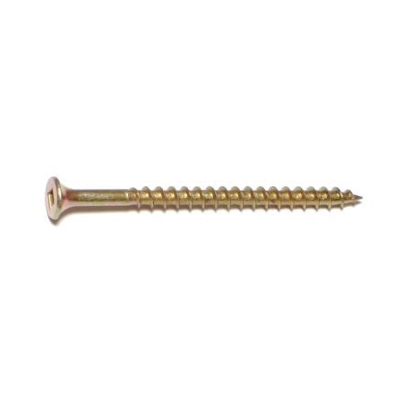 Buildright #8, Square Drive, Flat Head Wood Screw, Zinc Yellow Steel, 2500 PK 07418